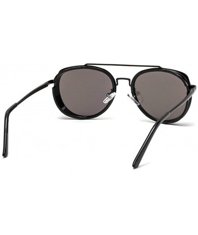 Round Retro Round Punk Sunglasses Men Women Fashion Metal Frame Mens Goggle Female Shades Glasses UV400 - Silver - CJ193Q0G3G...