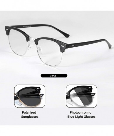 Square Semi Rimless Polarized Sunglasses Men Photochromic Sun Glasses Women Unisex TY201903 - C41945LDCGC $15.86