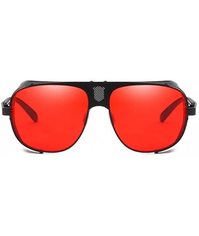 Aviator Flat Top Mesh Side Shield Aviator Sunglasses - Black Frame Red Lens - CU194CQ2H2S $29.11