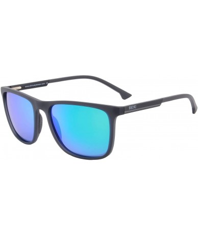 Rectangular Polarized Sunglasses Fishing Driving Glasses for Men Anti-glare TR90 Frame-SSH2001 - Blue Frame With Blue Lens - ...
