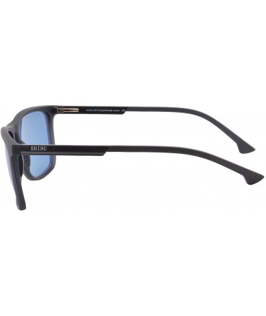 Rectangular Polarized Sunglasses Fishing Driving Glasses for Men Anti-glare TR90 Frame-SSH2001 - Blue Frame With Blue Lens - ...