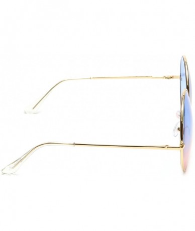 Oversized Oversized Sunglasses Round Circle Ocean Lens Gold Metal Arms - Blue & Coral - CZ18EWRCOMA $21.80
