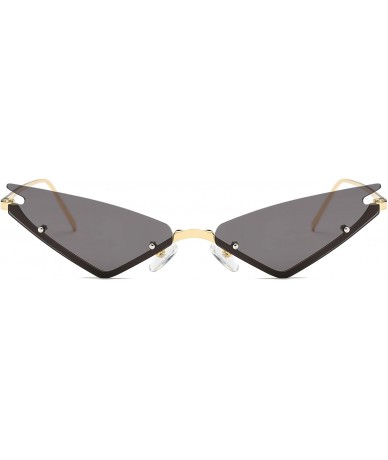 Rimless Small Cateye Sunglasses Futuristic Rimless Mirrored Lens - Black Clear Lens - CL18T6YUUYU $30.54