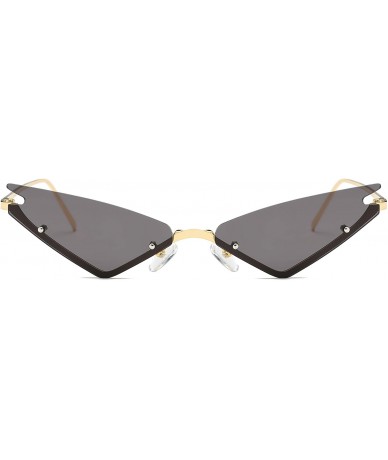 Rimless Small Cateye Sunglasses Futuristic Rimless Mirrored Lens - Black Clear Lens - CL18T6YUUYU $30.20