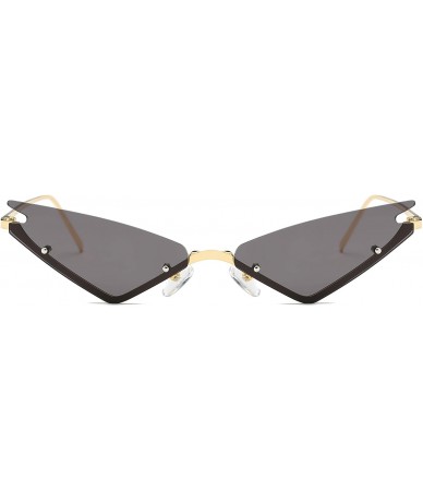 Rimless Small Cateye Sunglasses Futuristic Rimless Mirrored Lens - Black Clear Lens - CL18T6YUUYU $13.38