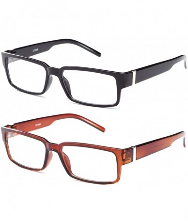 Wayfarer Unisex Translucent Squared Clear Lens Fashion Glasses - 2 Pack - Black & Brown - C518LZ3UG8H $9.35