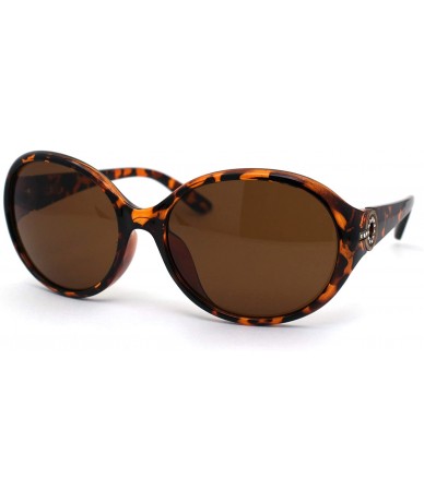 Oval Womens Round Oval Rhinestone Jewel Hinge Butterfly Sunglasses - Tortoise Gold Brown - CO196UMTYIL $14.63