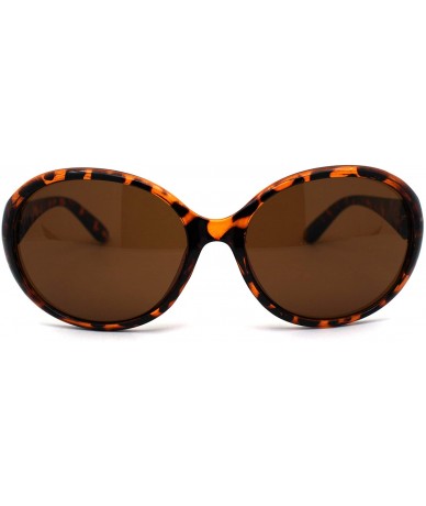 Oval Womens Round Oval Rhinestone Jewel Hinge Butterfly Sunglasses - Tortoise Gold Brown - CO196UMTYIL $14.63