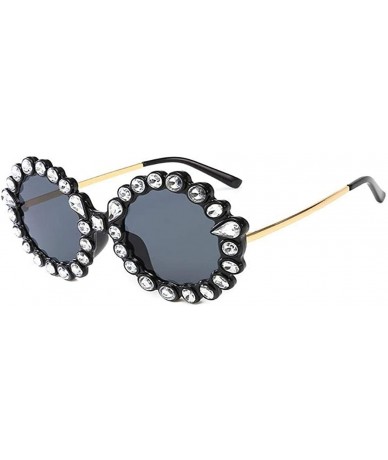Round Women Retro Seaside Vacation Sunglasses Round Frame Color Lens Sunglasses Sunglasses - Type 1 - CW18RLA0Z6H $22.77