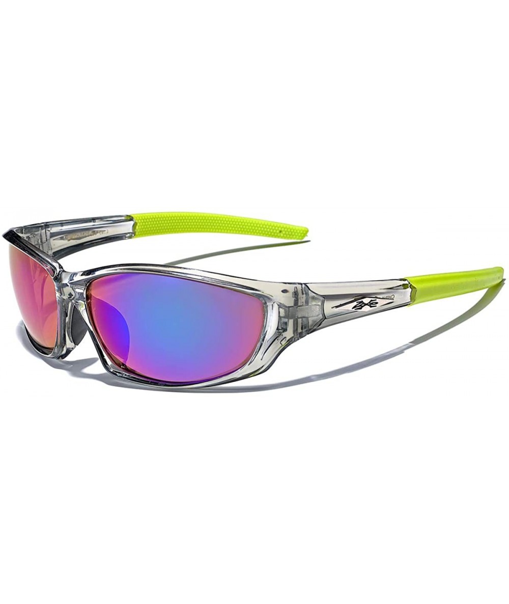 Sport Men's Frosted Gray Frame Colorful Wrap Around Baseball Cycling Running Sports Sunglasses - Lime - CK1252TJDW1 $11.68