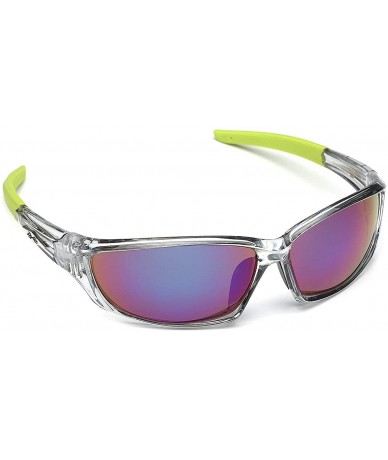 Sport Men's Frosted Gray Frame Colorful Wrap Around Baseball Cycling Running Sports Sunglasses - Lime - CK1252TJDW1 $11.68