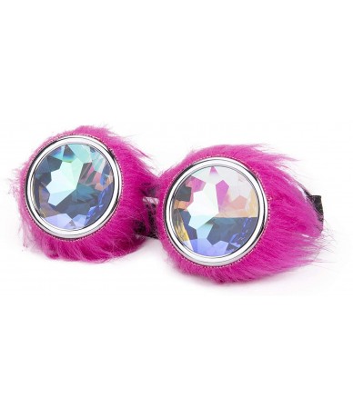 Aviator Kaleidoscope Rave Rainbow Crystal Lenses Steampunk Goggles - Pink Wool Goggles - C118KLXHXY2 $14.02