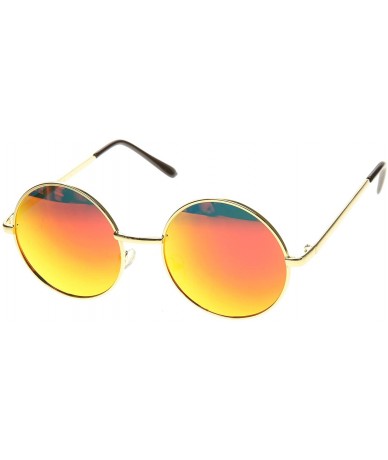 Round Mid Sized Metal Lennon Style Flash Mirror Round Sunglasses (Gold Fire) - CB11JV5SET1 $10.97