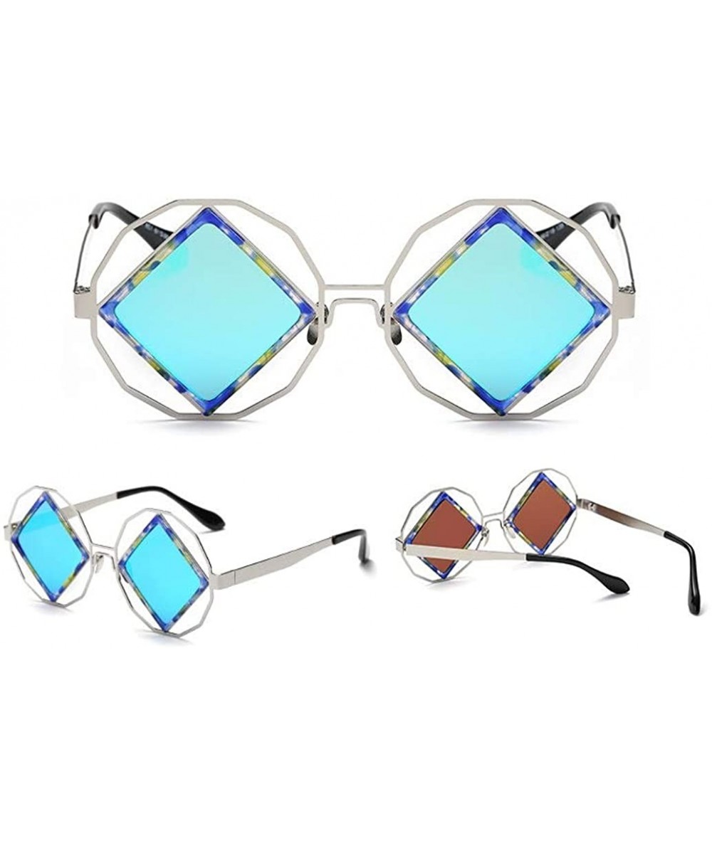 Goggle Cycling Glasses All-match Sunglasses for Men Women Square UV Protection Lens - Blue - CC18LDLGEQG $19.54