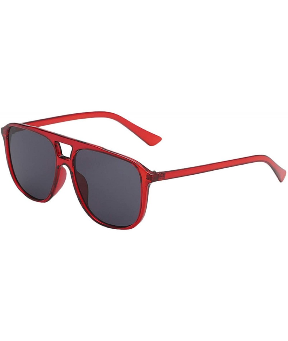 Oversized Womens Vintage Retro Sunglasses Oversize Frame Plastic Square Frame Eyewear - Red - CQ18U84CQGH $10.10