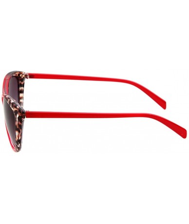 Square Women's STY-K211 Full Frame Leopard Detail Side Cateye Sunglasses - C3-red - CP12FZ8H64L $8.12