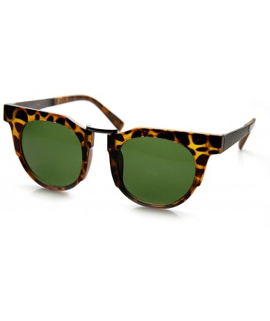 Wayfarer Mod Retro Round Circle Metal Temple Horn Rimmed Sunglasses - Yellow-tortoise Green - C411V212P65 $11.46