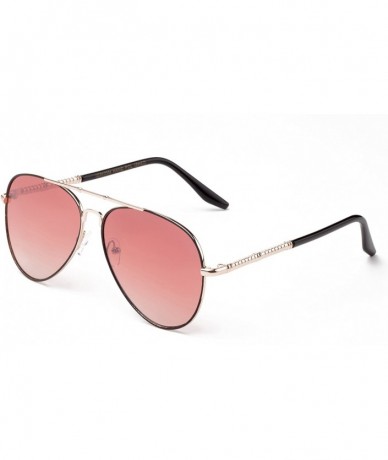 Aviator "Bronson" Modern Pilot Style Fashion Sunglasses - Gold/Pink - CQ12MCS6QZR $12.94