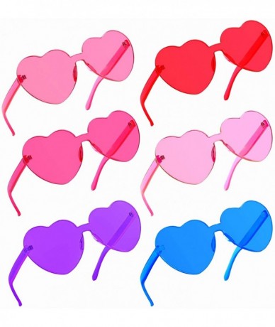 Rimless 6 Pack Heart Shaped Rimless Sunglasses Colored Transparent Glasses Heart Shape Eyewear - Mixed Colors a - CI196YT80AY...