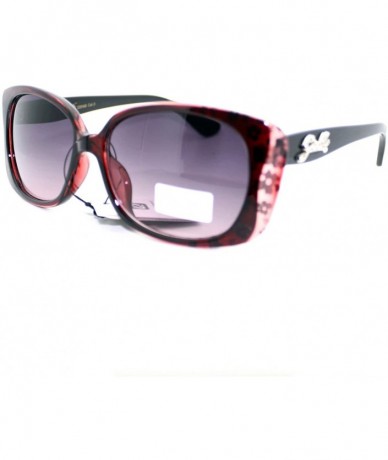 Rectangular Womens Fashion Sunglasses Rectangle Butterfly Frame Floral Print - Red - CY11V50BHJT $12.00