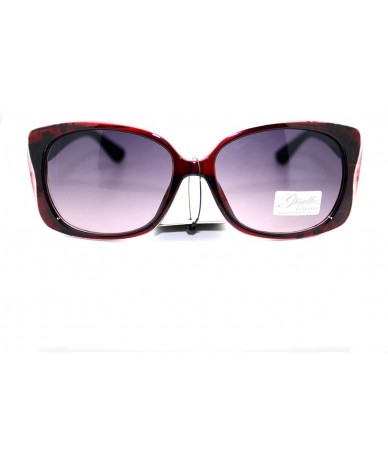 Rectangular Womens Fashion Sunglasses Rectangle Butterfly Frame Floral Print - Red - CY11V50BHJT $12.00