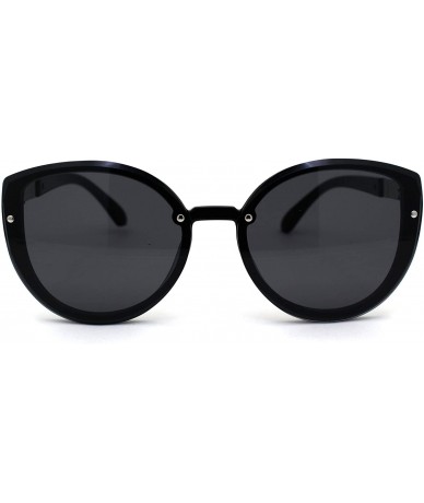 Cat Eye Womens Luxury Designer Fashion Oversize Round Cat Eye Sunglasses - Black Silver Black - C8197ENK05Q $12.48