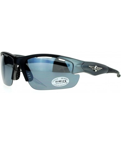Wrap UV 400 Protection Sunglasses Mens Half Rim Sports Wrap Frame Air Vent - Grey - CS188XGX95S $19.80