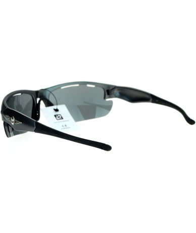 Wrap UV 400 Protection Sunglasses Mens Half Rim Sports Wrap Frame Air Vent - Grey - CS188XGX95S $12.22