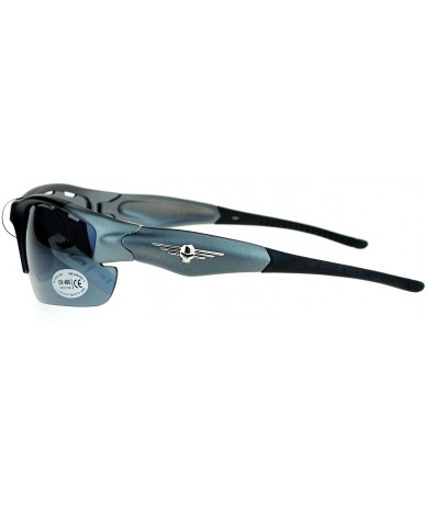 Wrap UV 400 Protection Sunglasses Mens Half Rim Sports Wrap Frame Air Vent - Grey - CS188XGX95S $12.22
