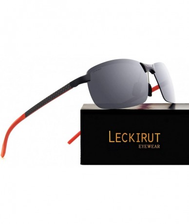 Goggle Men's Half Frame Polarized Sunglasses for Sports Cycling Driving UV 400 Protection - Black Frame Dark Gray Lens - C918...