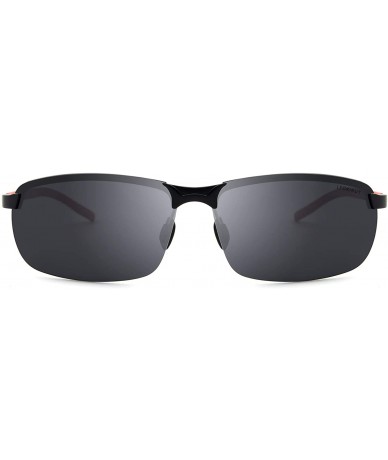 Goggle Men's Half Frame Polarized Sunglasses for Sports Cycling Driving UV 400 Protection - Black Frame Dark Gray Lens - C918...