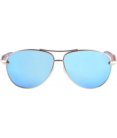 Oval Polarized Sunglasses Men's Metal Frame UV400 Glasses-SG15808182 - 1580 Gold&ebony/Redsandalwood - C618LTZU8YR $21.66