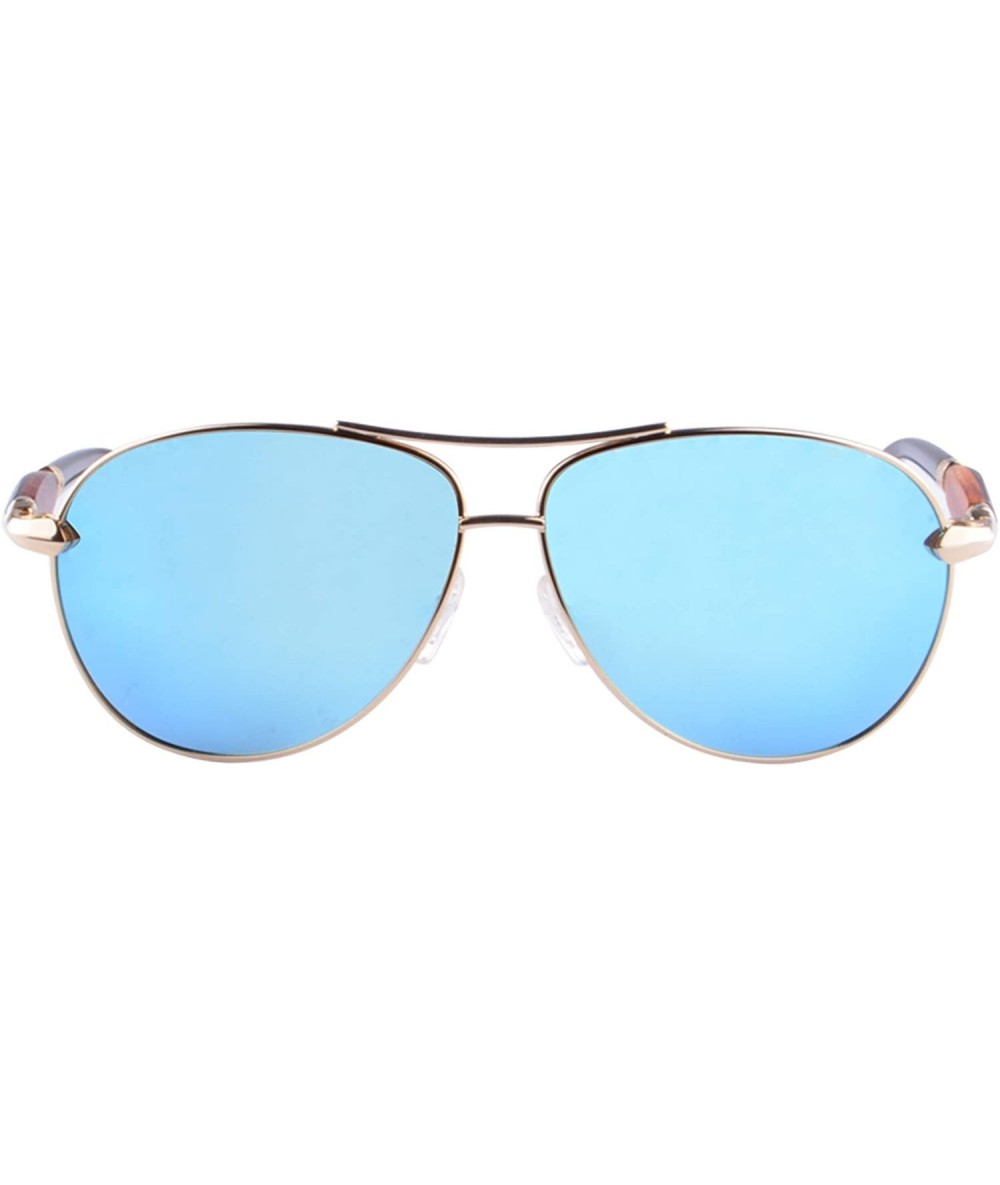 Oval Polarized Sunglasses Men's Metal Frame UV400 Glasses-SG15808182 - 1580 Gold&ebony/Redsandalwood - C618LTZU8YR $11.62