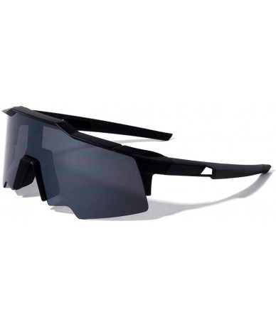 Wrap Oversized Semi Rimless Sport Wrap Around Shield Sunglasses - Black Frame Version 2 - CJ19E7A2NXG $13.37