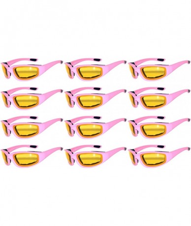 Goggle 12 PCS Motorcycle Padded Foam Glasses Colored Lens Sunglasses Pink White Silver - 12-moto-pink-yellow - CS18DEW85C0 $6...