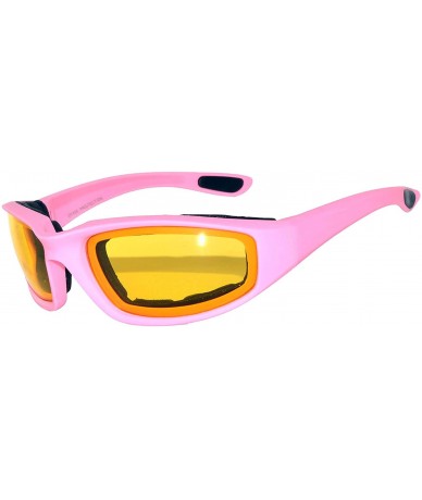 Goggle 12 PCS Motorcycle Padded Foam Glasses Colored Lens Sunglasses Pink White Silver - 12-moto-pink-yellow - CS18DEW85C0 $3...