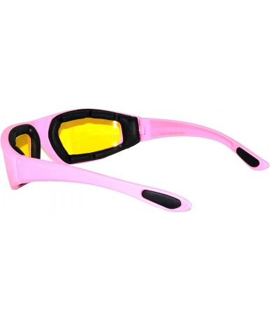 Goggle 12 PCS Motorcycle Padded Foam Glasses Colored Lens Sunglasses Pink White Silver - 12-moto-pink-yellow - CS18DEW85C0 $3...