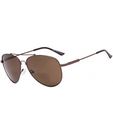Aviator Bifocal Sunglasses - Polit Style Reading Sunglass with Memory Bridge and Arm - Brown Frame Brown Lens - CV18EG0ERU3 $...