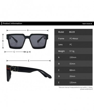 Goggle Square Sunglasses for Men Women Luxury Oversized Brand Designer UV400 Goggle Shades - CE198OT0E6E $11.75