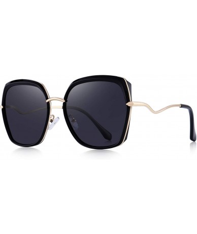 Cat Eye Women's Fashion Cat Eye Polarized Sunglasses Ladies Luxury Brand Sun glasses UV400 - Black - C418S2Y2TZ2 $23.41