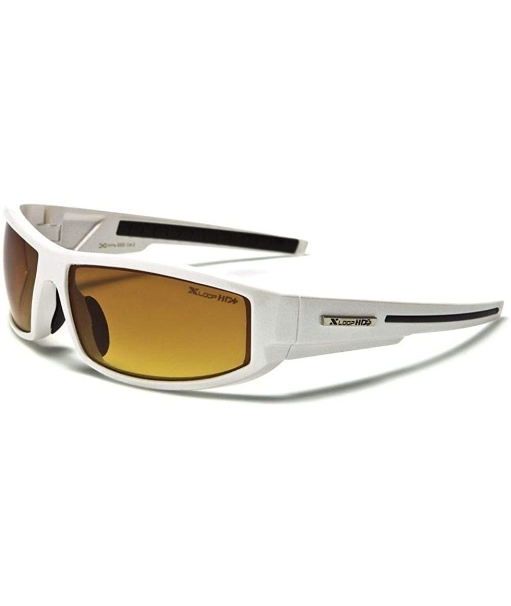 Sport Day Night Driving Riding High Definition HD Lens Sport Wrap Sunglasses - White - CR19703SO43 $11.41