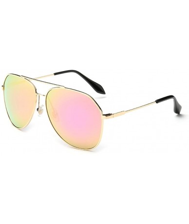 Aviator Unisex Mirrored Polarized Aviator Sunglasses Classic Retro Designer Uv400 60mm - Gold/Pink - C712EEU2R45 $16.23