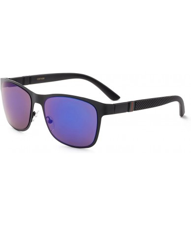 Round "Trooper" Modern Squared Metal Frame with Mirrored Lenses - Purple - CY12MF2XV5D $9.90