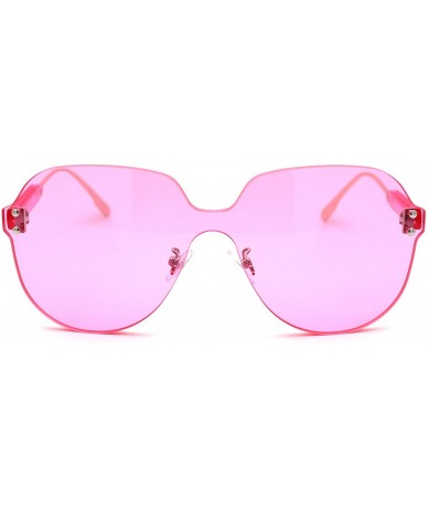 Rimless Womens Thick Plastic Rimless Shield Butterfly Ironic Sunglasses - Pink - CJ18W8K4DTL $15.27