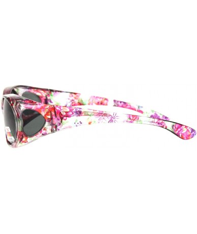 Oval Polarized 60mm Wearover Oval Fit Over Translucent Plastic Sunglasses - Flower - C618KQALU3T $14.34