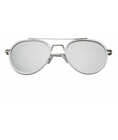 Aviator Women's Cute Unique Mirror Lens Aviator Sunglasses - White - Silver Mirror - C012EPJFUET $13.83
