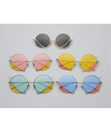 Round 2020 New Vintage Colorful Lens Glasses Fashion Punk Sunglasses Silver Round Eyeglasses with Box UV400 - Grey - CI1935IK...