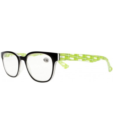 Square Stylish Readers Large Big Square Clears Lens Check Patterns Reading Glasses +1.00 ~ +4.00 - Green - C5188NKRTA2 $17.80