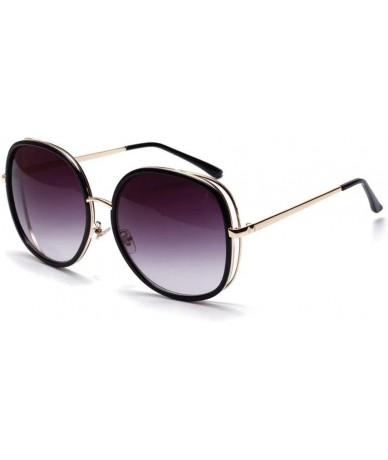 Square Unisex Vintage Fashion Large Frame Square Sunglasses Fashion Style UV400 for Women/Men. - Bright Black/Gray - CZ18X08R...
