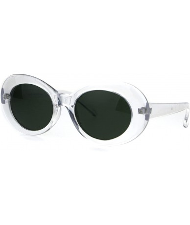 Round Womens Oval Round Thick Plastic Vintage 20s Mod Sunglasses - Clear - CE186C27KEN $8.47